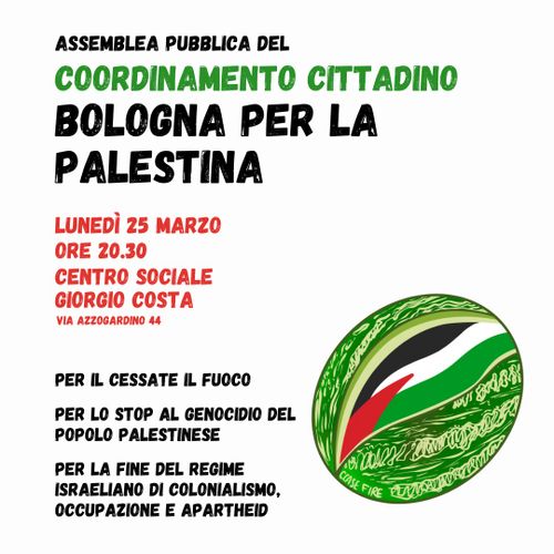 Assemblea del coordinamento cittadino  "Bologna per la Palestina"