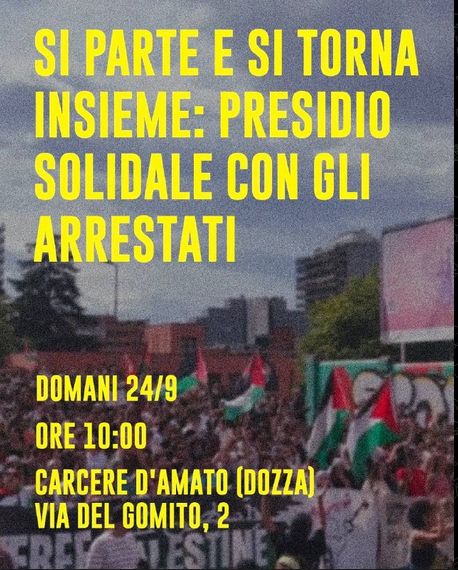 Si parte e si torna insieme:presidio solidale con gli arrestati