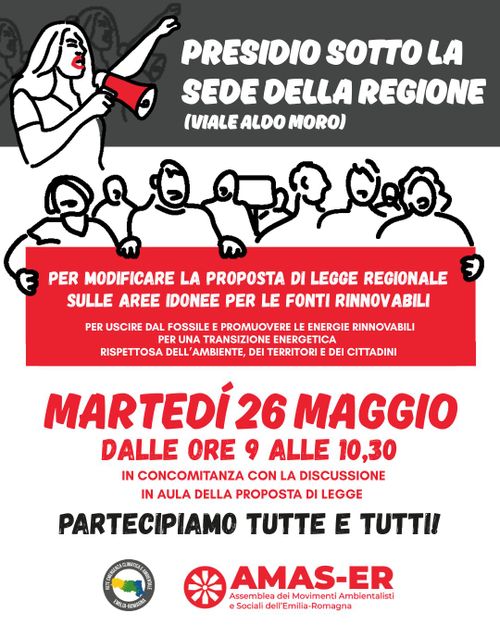 Presidio per modificare la proposta di l.r. “aree idonee per le fonti rinnovabili”