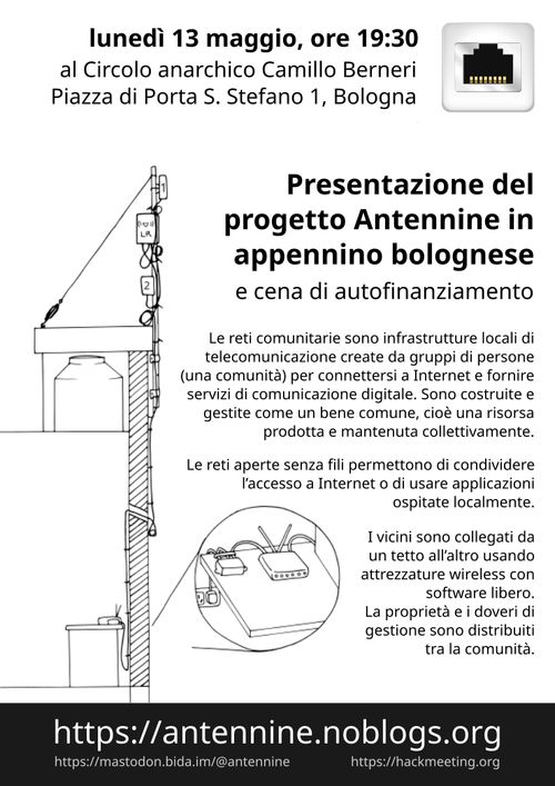 Presentazione del progetto Antennine in appennino bolognese e cena di autofinanziamento