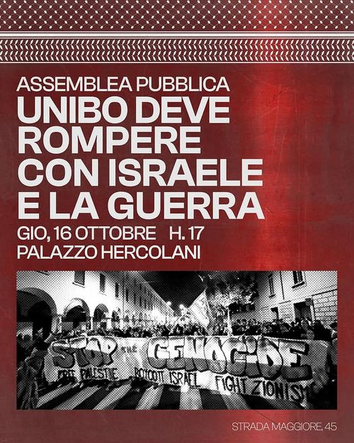 Assemblea pubblica - Unibo devo rompere con Israele