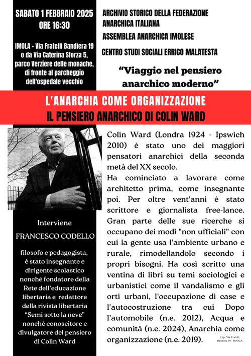  L'ANARCHIA COME ORGANIZZAZIONE, IL PENSIERO ANARCHICO DI COLIN WARD 