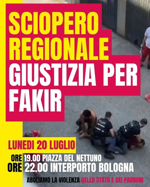 Sciopero regionale - Giustizia per Fakir