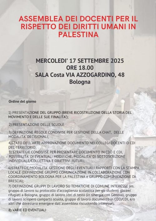 Assemblea dei docenti per il rispetto dei diritti umani in Palestina