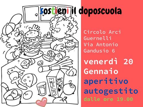 Sostieni il doposcuola- Aperitivo di autofinanziammento