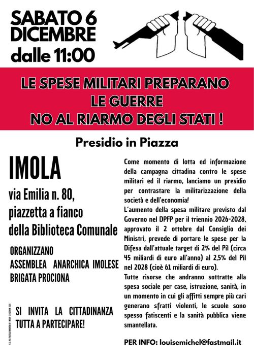 LE SPESE MILITARI PREPARANO LE GUERRE  NO AL RIARMO DEGLI STATI!