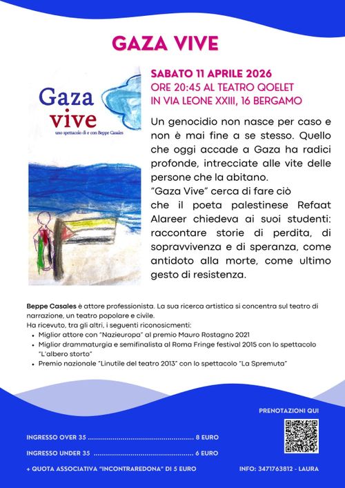 GAZA VIVE, uno spettacolo di e con Beppe Casales 