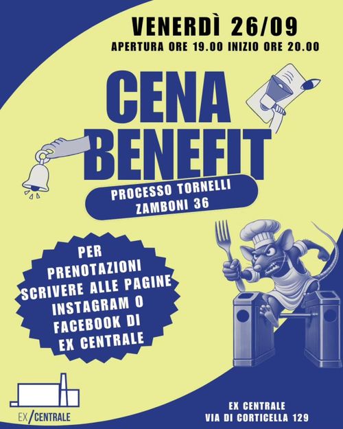 Cena benefit processo tornelli Zamboni 36