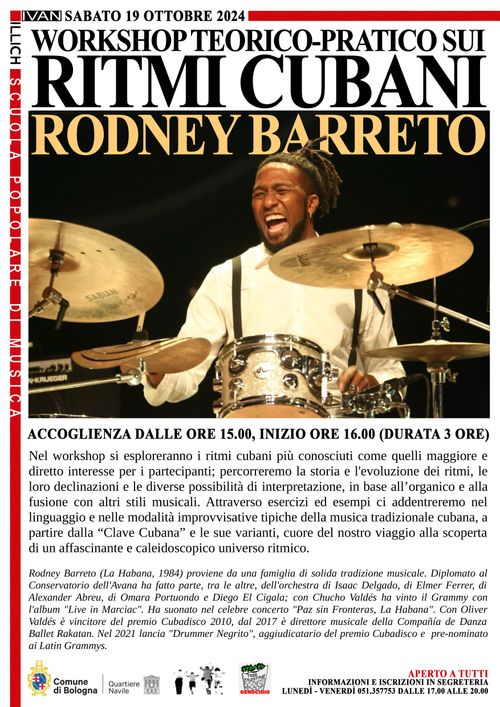 Workshop teorico-pratico sui RITMI CUBANI CON RODNEY BARRETO