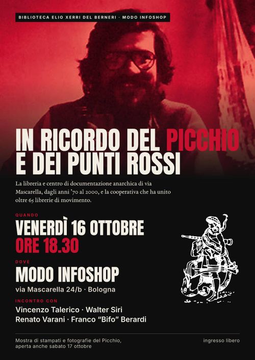 Libreria/Centro di documentazione anarchica Il Picchio, un incontro e una mostra