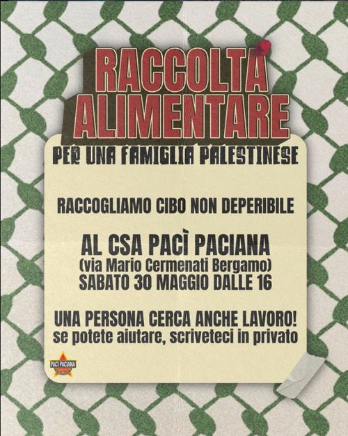 Raccolta alimentare per una famiglia palestinese