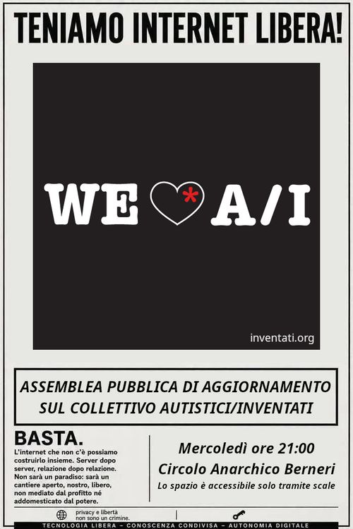 Assemblea pubblica di aggiornamento per Autistici/Inventati