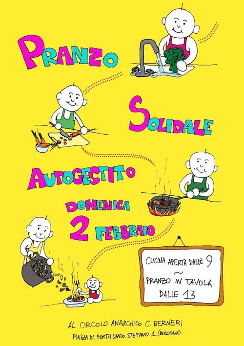 DOMENICA 2 FEBBRAIO VIENI ALLA CUCINA SOLIDALE AUTOGESTITA!