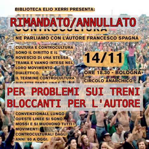 ANNULLATO/RIMANDATO Presentazione di "Cultura e Controcultura"