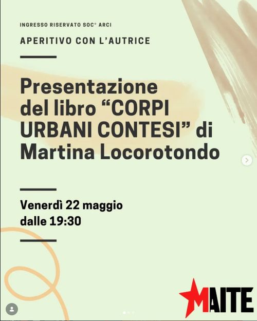 Presentazione del libro "CORPI URBANI CONTESI" di Martina Locorotondo