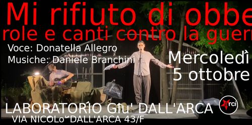 Mi rifiuto di obbedire Parole e canti contro la guerra