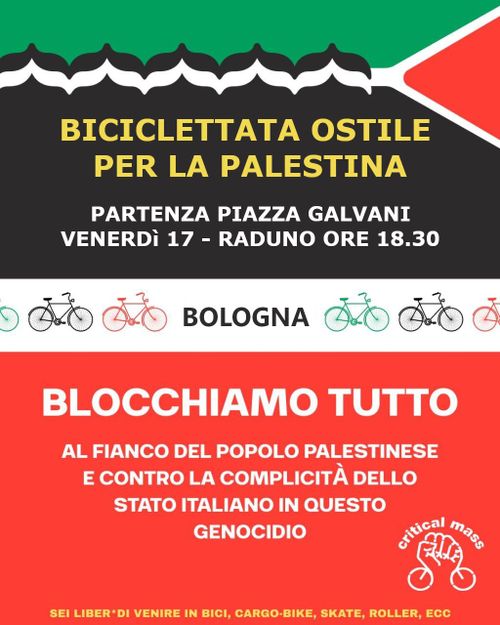 BICICLETTATA OSTINATA E OSTILE PER LA PALESTINA