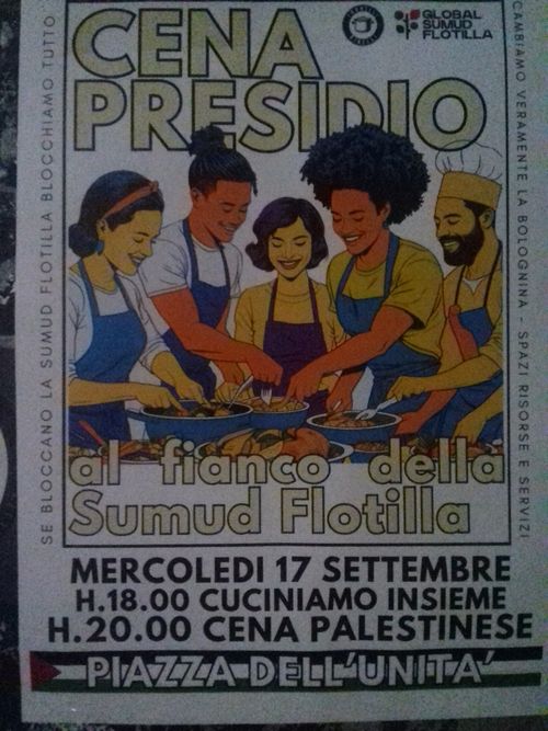 Cena presidio al fianco della Sumud flotilla