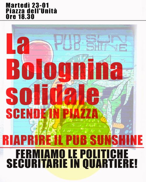 La Bolognina solidale scende in piazza - riaprire il pub Sunchine!